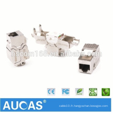 Fournisseur d&#39;usine Cat7 FTP 10GB Keystone Jack CE ROHS approuvé Cat7 Modular Jack 8p8c Shield Toolless